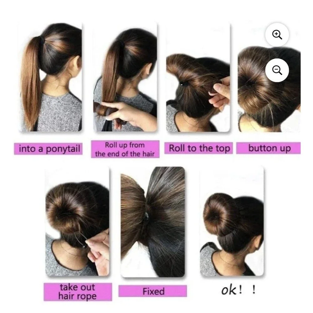 2pcs Mesh Bun Maker Hair Donut Classic Bun Styling Tool Snap Button Easy Updo